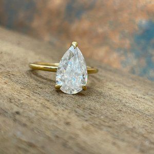 2.5 Carat Moissanite Pear Shape Engagement Ring